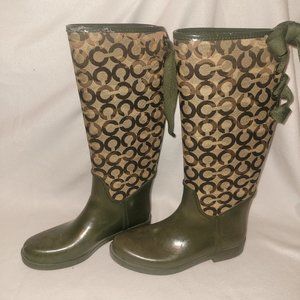Genuine COACH Women’s Tristee A7431 Signature Lace Up Corset Size 8 Rain Boots